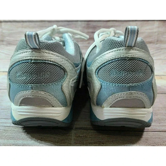 Skechers Shape Ups Women's Walking Toning Shoes Size 8 Gray Silver Blue Fitness - Picture 5 of 9